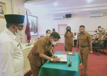 Pemkot Ambon Bersama Pengadilan Agama Ambon Dan Kemenag Kota Ambon Teken Nota Kesepahaman Pelayanan Terpadu Kepemilikan Status Hukum Perkawinan Di Kota Ambon.