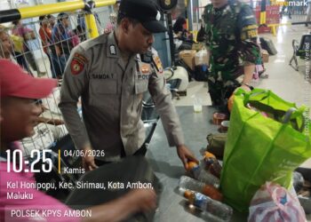 Operasi KRYD Polsek Kpys Amankan Puluhan Liter Sopi dari Kapal Pelni KM Ciremai